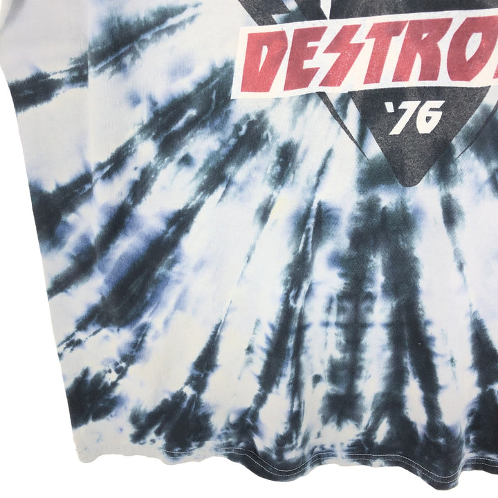 KISS Tie-dye Pattern Band T-shirt, Men's L size unclear navy blue type Vintage Second Hand