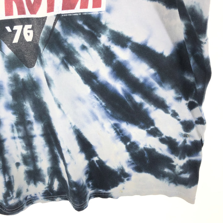 KISS Tie-dye Pattern Band T-shirt, Men's L size unclear navy blue type Vintage Second Hand