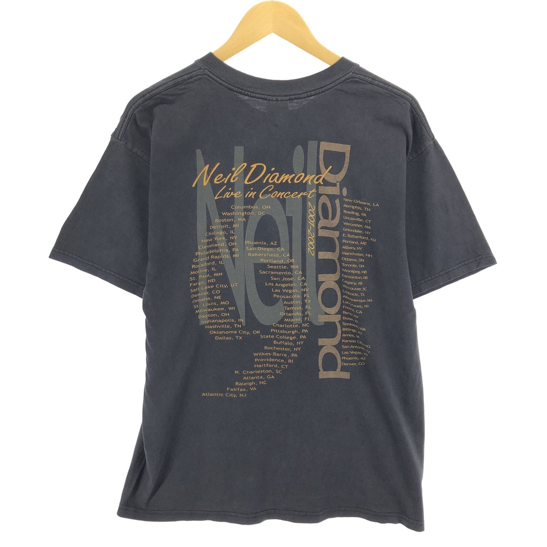 00'S Gildan Neil Diamond Band T-shirt, Men's L size cotton black type Vintage Second Hand