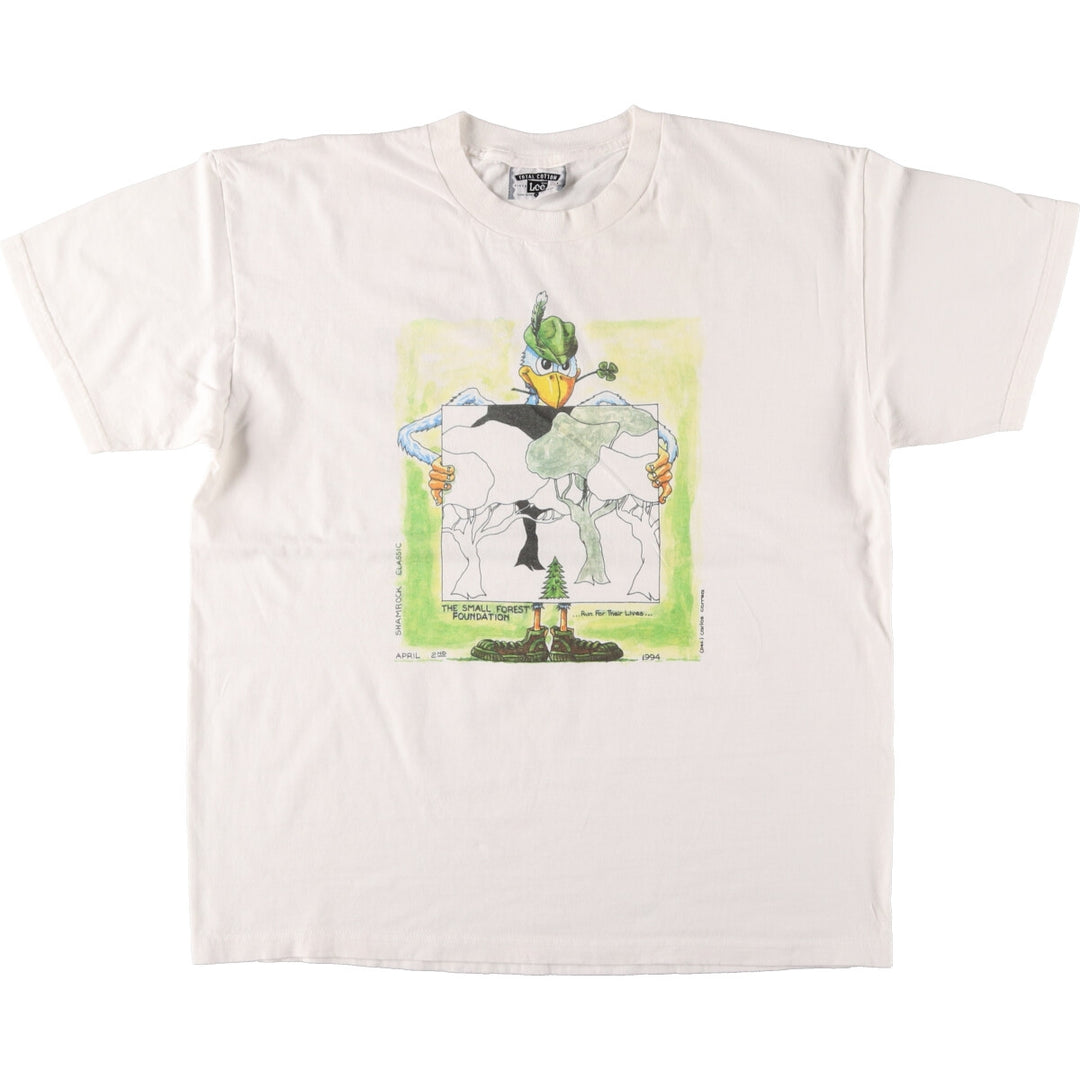 ~00'S Lee Printed T-shirt Made in USA Men's L size cotton white type Vintage Second Hand