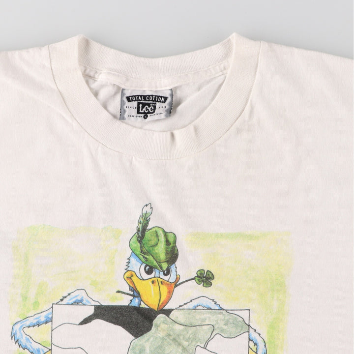 ~00'S Lee Printed T-shirt Made in USA Men's L size cotton white type Vintage Second Hand