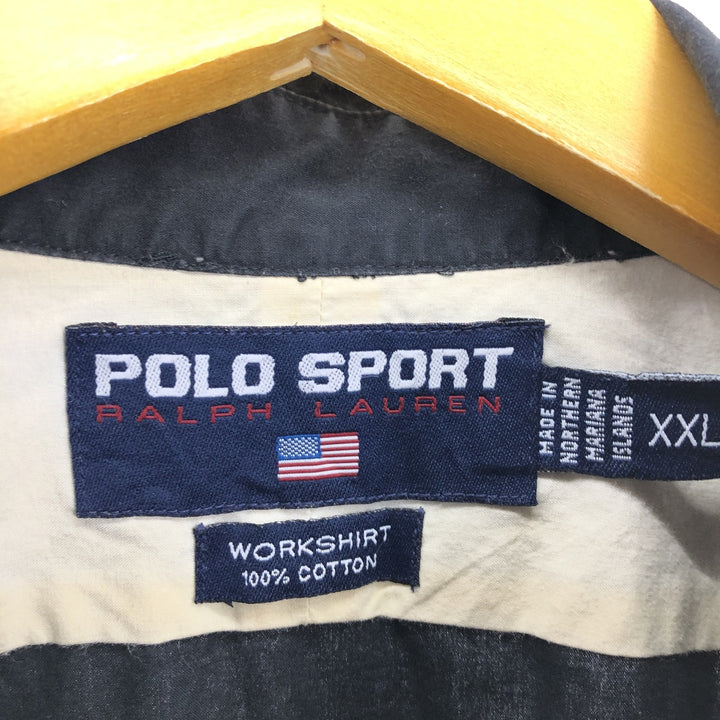 90'S Ralph Lauren POLO SPORT RALPH LAUREN WORKSHIRT Short Sleeve Cotton Shirt Men's XXL Vintage /eaa467206