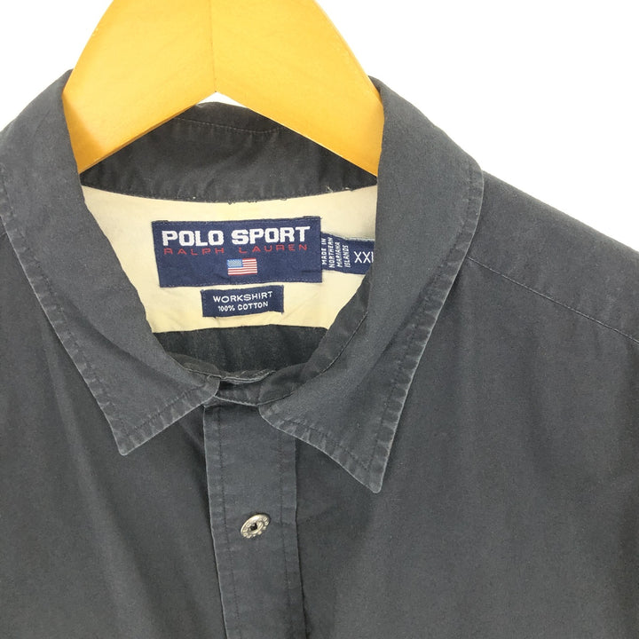 90'S Ralph Lauren POLO SPORT RALPH LAUREN WORKSHIRT Short Sleeve Cotton Shirt Men's XXL Vintage /eaa467206