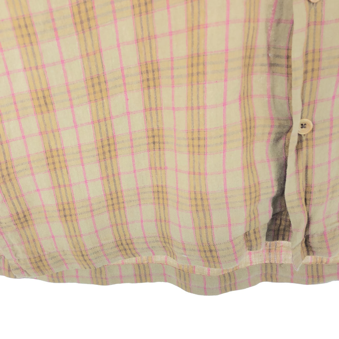 POLO by Ralph Lauren ARNELL Tartan Check Short Sleeve Open Collar Linen Shirt Men's M / eaa467213