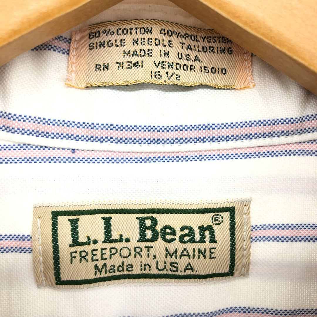 90'S LLBean short sleeve button down striped shirt made in USA, men's size L, vintage /eaa467240