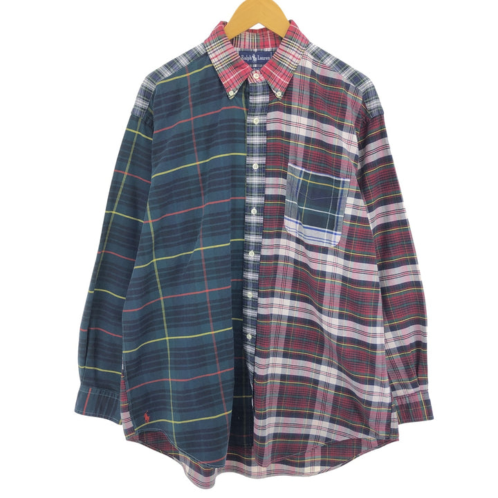 Ralph Lauren The Big Oxford Tartan Check Crazy Pattern Long Sleeve Button-Down Check Shirt Men's L Size / eaa467259