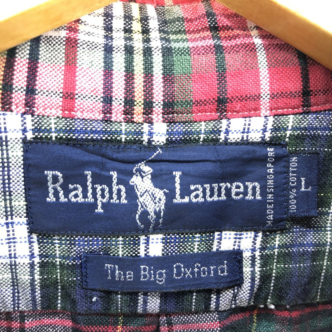 Ralph Lauren The Big Oxford Tartan Check Crazy Pattern Long Sleeve Button-Down Check Shirt Men's L Size / eaa467259