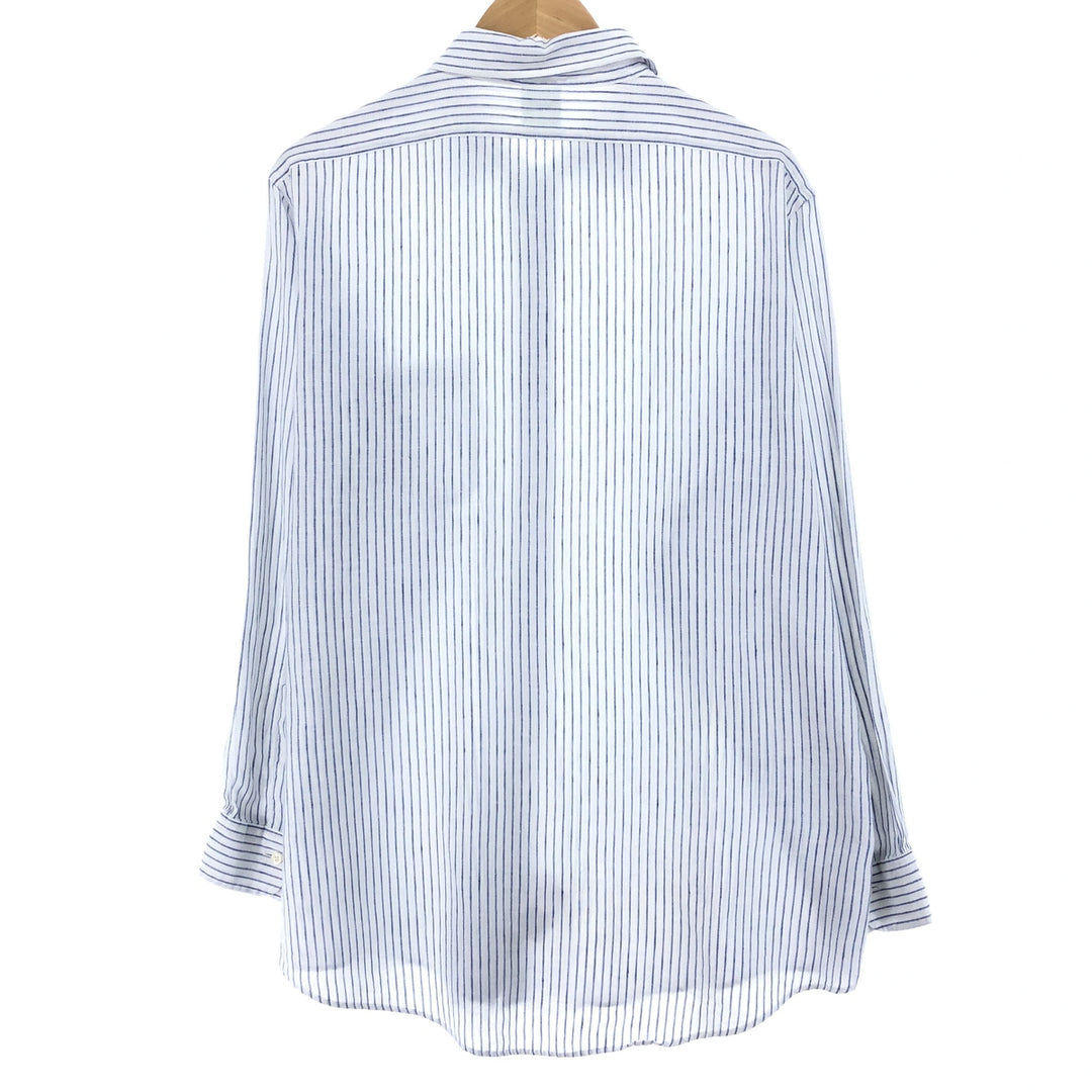 Brooks Brothers Est.1818 REGENT Stripe Pattern Wide Collar Long Sleeve Linen Shirt Men's L /eaa467277