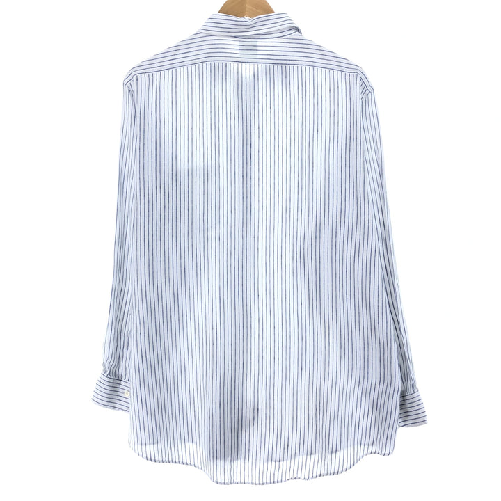 Brooks Brothers Est.1818 REGENT Stripe Pattern Wide Collar Long Sleeve Linen Shirt Men's L /eaa467277