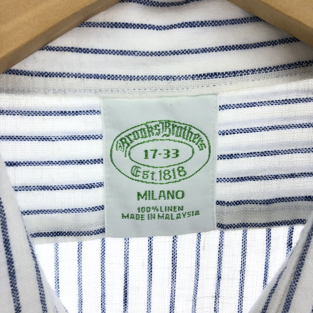Brooks Brothers Est.1818 REGENT Stripe Pattern Wide Collar Long Sleeve Linen Shirt Men's L /eaa467277