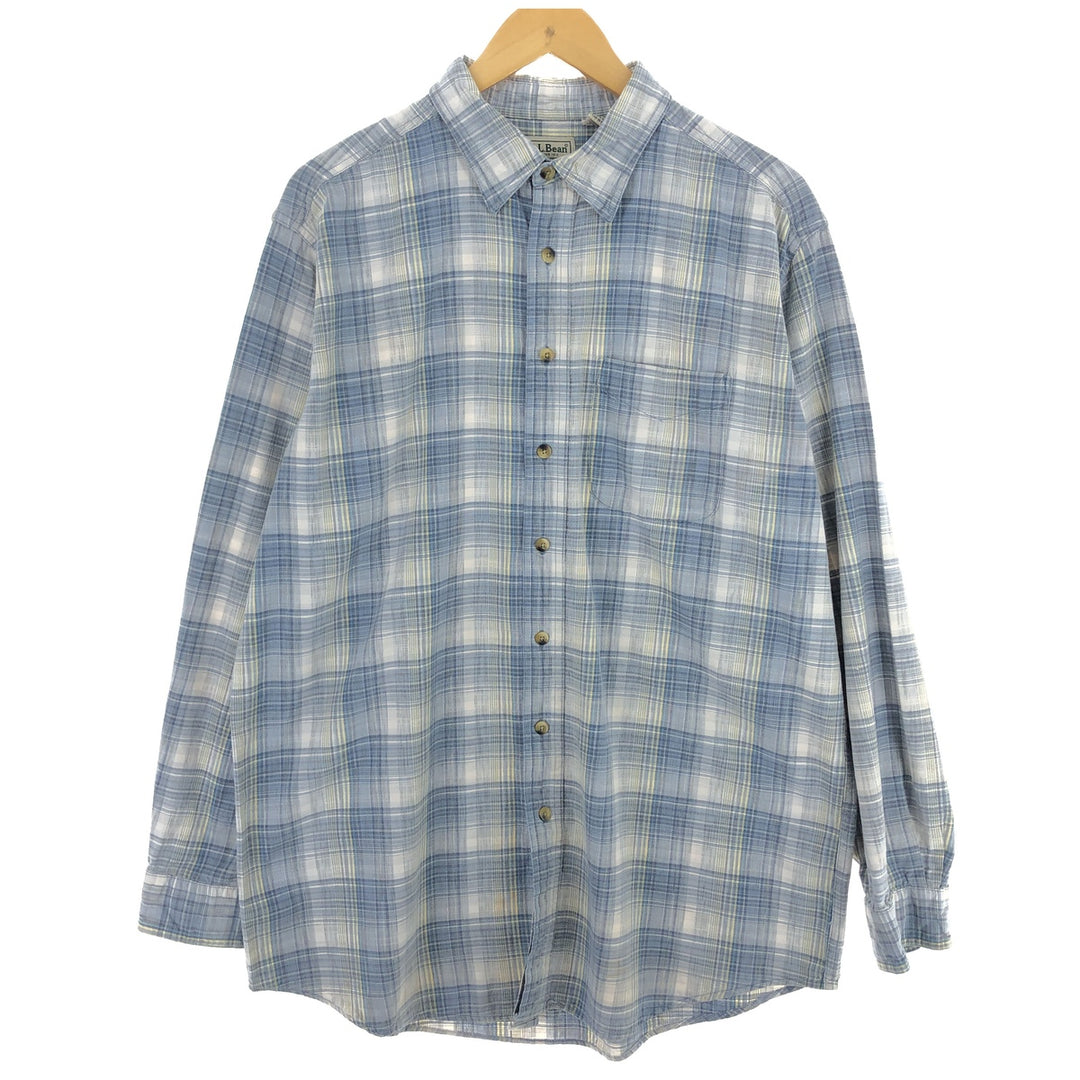 LLBean Long Sleeve Cotton Check Shirt Men's Size L /eaa467279