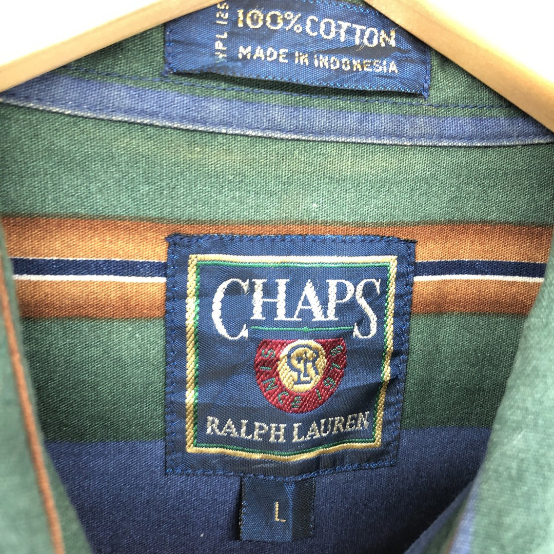 80'S Ralph Lauren CHAPS Long Sleeve Button Down Striped Shirt Men's L Size Vintage /eaa467302