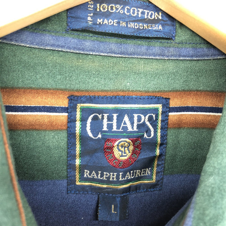 80'S Ralph Lauren CHAPS Long Sleeve Button Down Striped Shirt Men's L Size Vintage /eaa467302