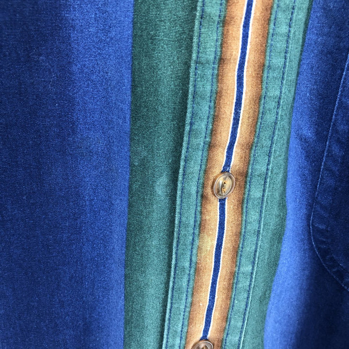 80'S Ralph Lauren CHAPS Long Sleeve Button Down Striped Shirt Men's L Size Vintage /eaa467302