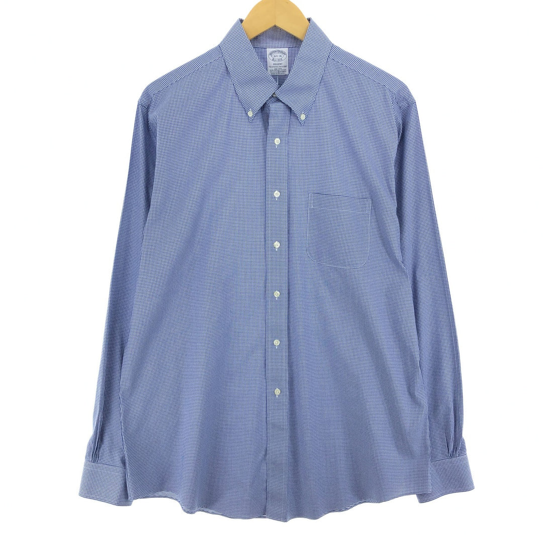 Brooks Brothers Est.1818 Gingham Check Long Sleeve Button-Down Check Shirt Men's Size L / eaa467319