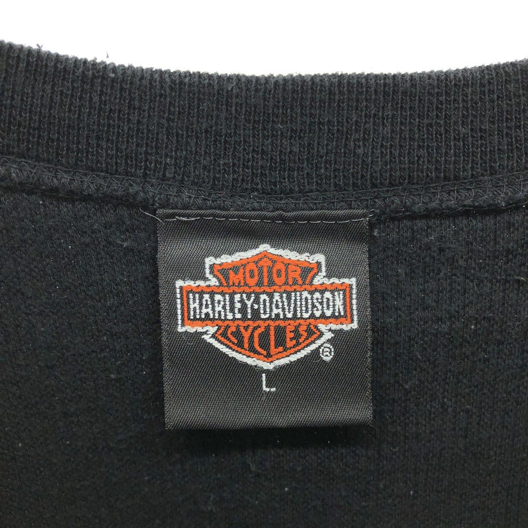 00'S Harley-Davidson Henley neck long T-shirt long T made in USA men's size L /eaa467334