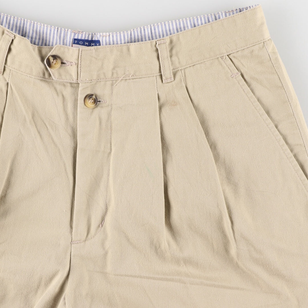 90s~00'S Tommy Hilfiger Two-pleat Chino Pants for Men, W32 equivalent cotton beige type brown Vintage Second Hand