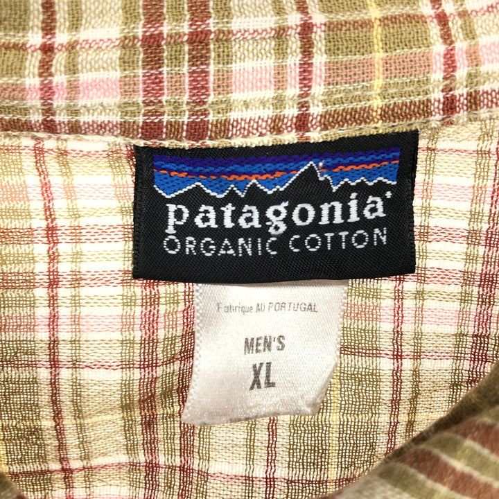 00'S Patagonia 52917S4 short sleeve cotton check shirt, men's XL size /eaa467613