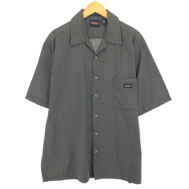 Dickies Check Pattern Open Collar Short Sleeve Work Shirt Men's XL / eaa467632