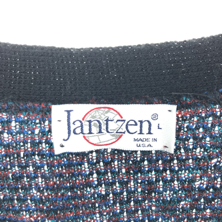 80'S Jantzen all-over print acrylic knit cardigan, made in USA, men's size L, vintage /eaa467650