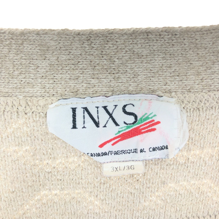 Big size ~90'S INXS all-over print acrylic x cotton knit cardigan Made in Canada Men's XXXL equivalent Vintage /eaa467653