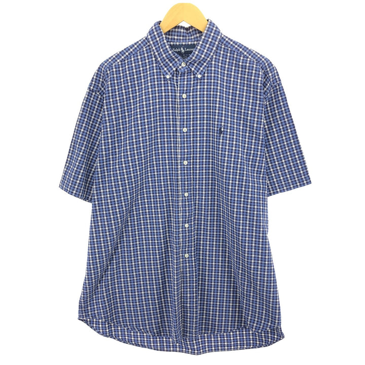 Ralph Lauren BLAKE Seersucker Short Sleeve Button-Down Check Shirt Men's XL Size/eaa467716