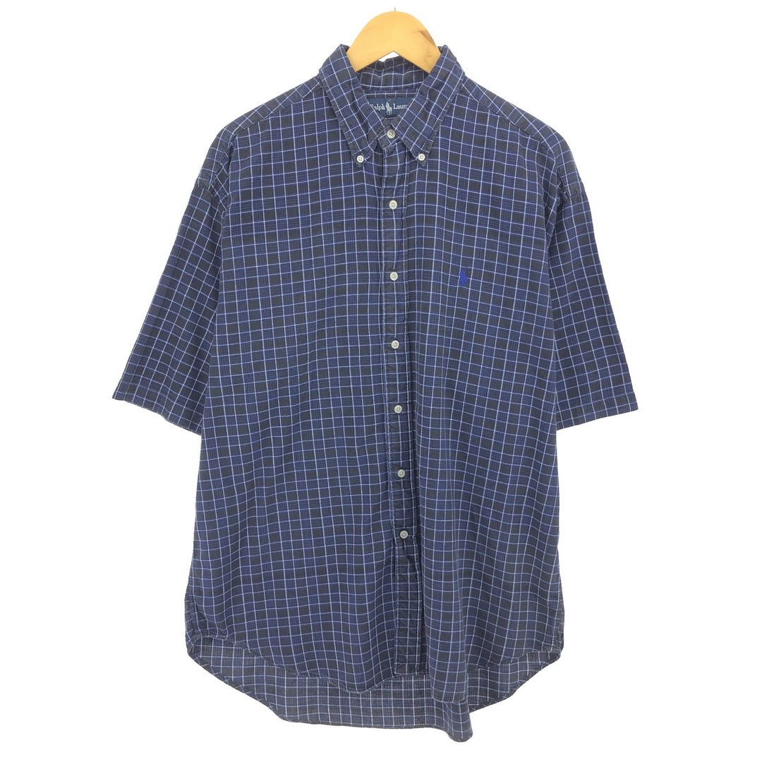 Ralph Lauren BLAIRE Seersucker short sleeve button down check shirt Men's L size / eaa467718