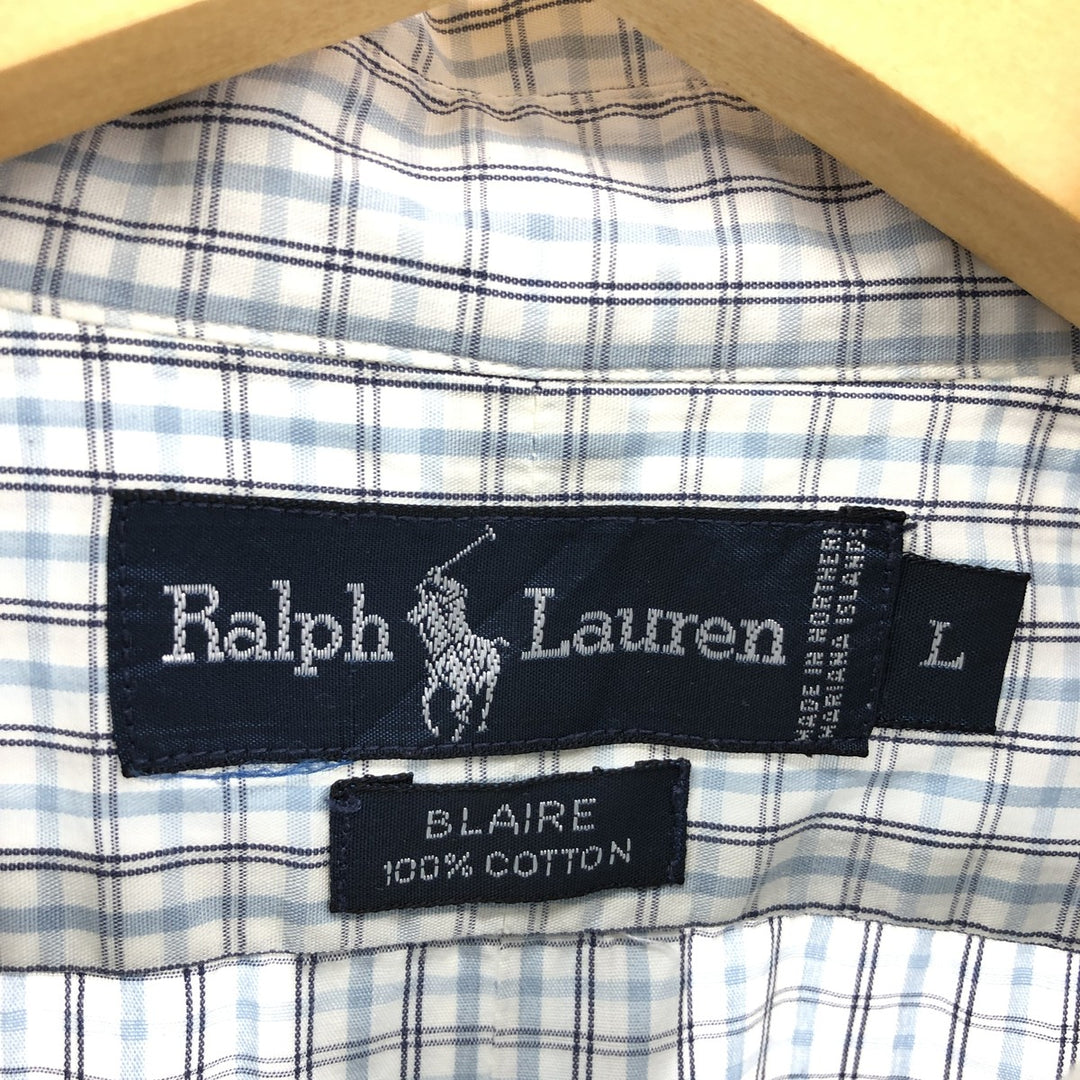 Ralph Lauren BLAIRE short sleeve button down check shirt men's size L / eaa467720