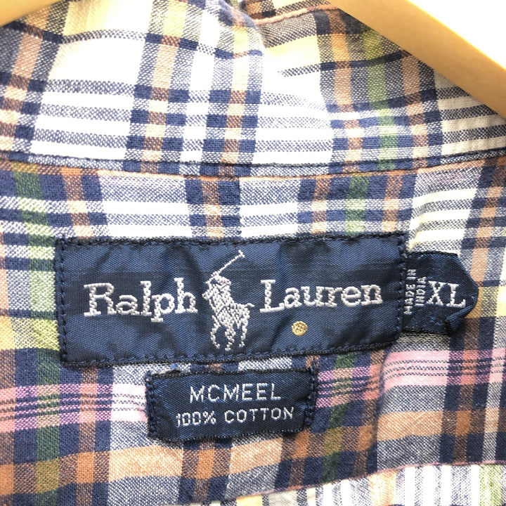 Ralph Lauren MCMEEL short sleeve button down check shirt men's XL equivalent vintage /eaa467724