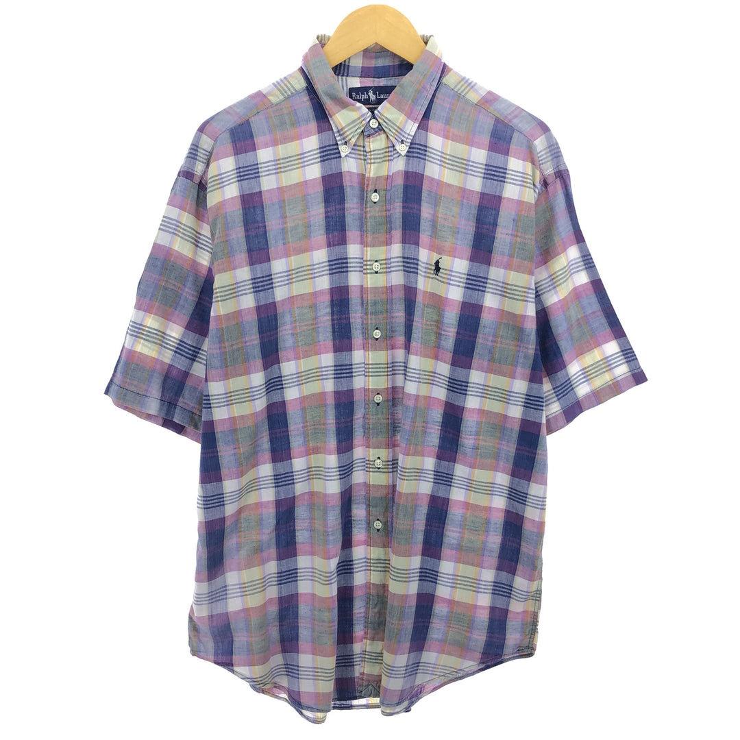 Ralph Lauren short sleeve button down check shirt men's size L / eaa467725