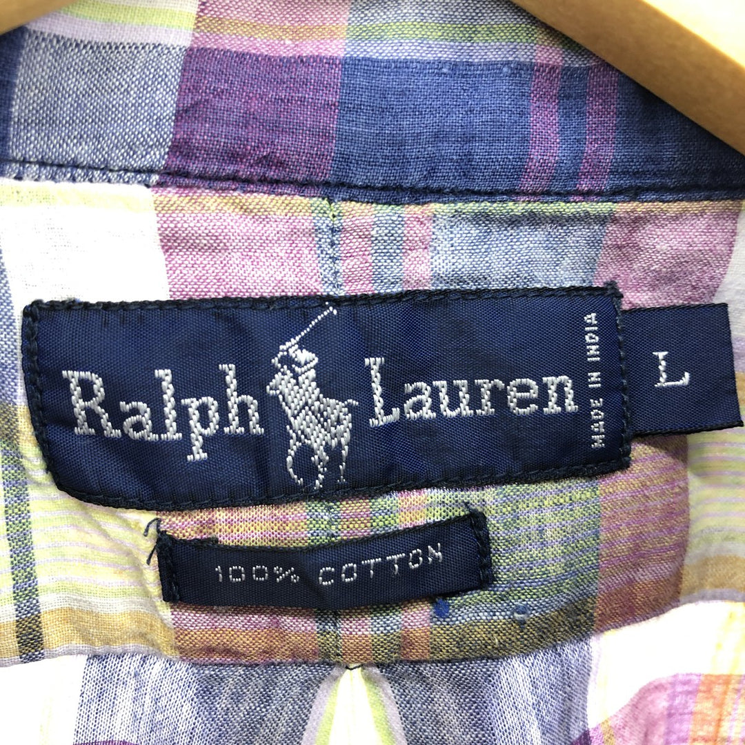 Ralph Lauren short sleeve button down check shirt men's size L / eaa467725