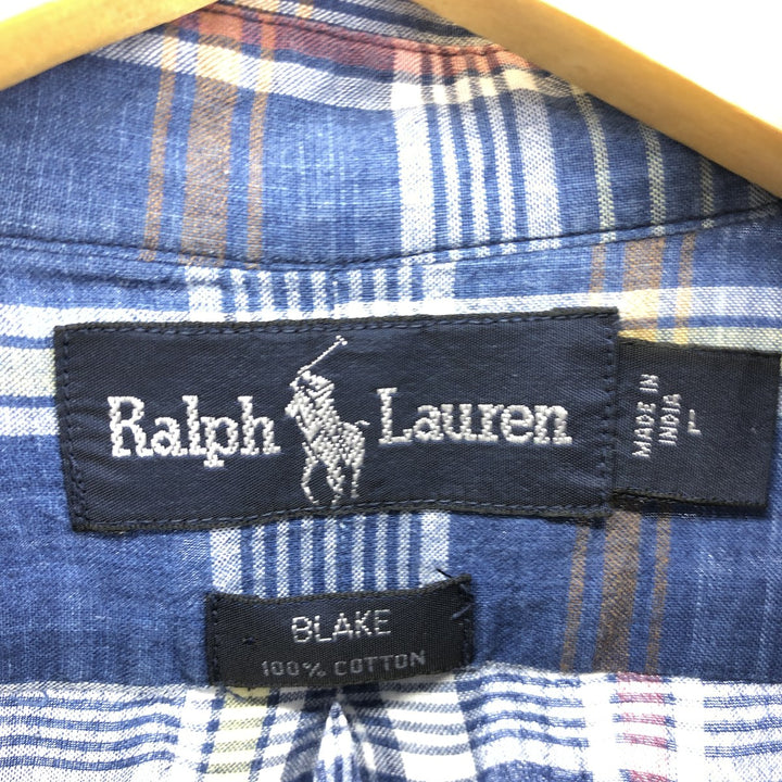 Ralph Lauren BLAKE short sleeve button down check shirt men's size L / eaa467730