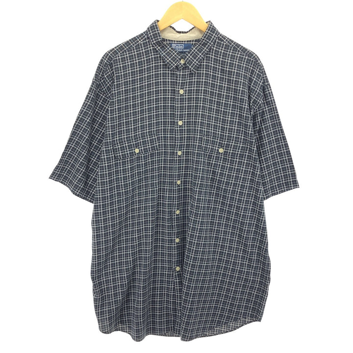 90'S Polo by Ralph Lauren Benford short sleeve cotton check shirt, men's XXL size, vintage /eaa467733