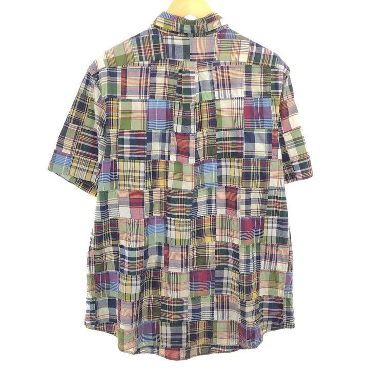 Ralph Lauren CUSTOM FIT patchwork short sleeve button down check shirt men's XL equivalent /eaa467747