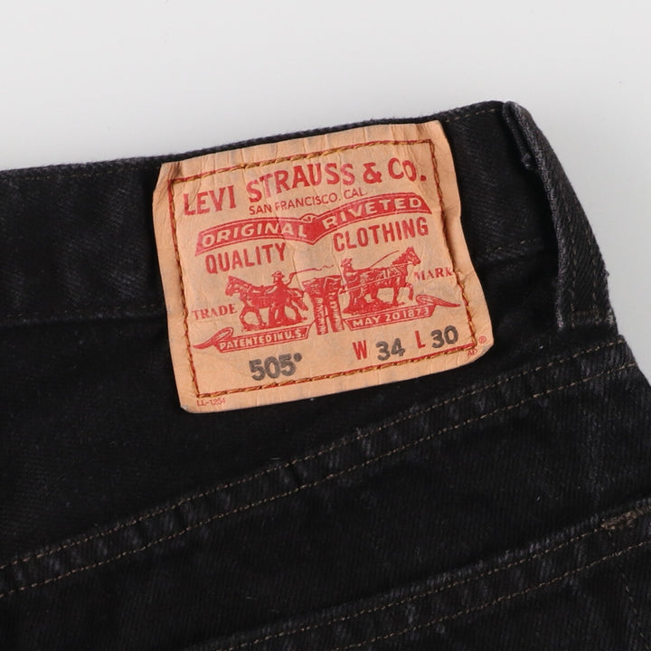 00'S Levi's 505 REGULAR FIT black denim tapered denim pants men's w32 equivalent vintage / eaa467801