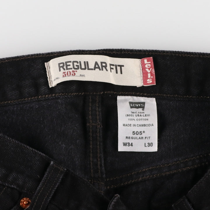 00'S Levi's 505 REGULAR FIT black denim tapered denim pants men's w32 equivalent vintage / eaa467801