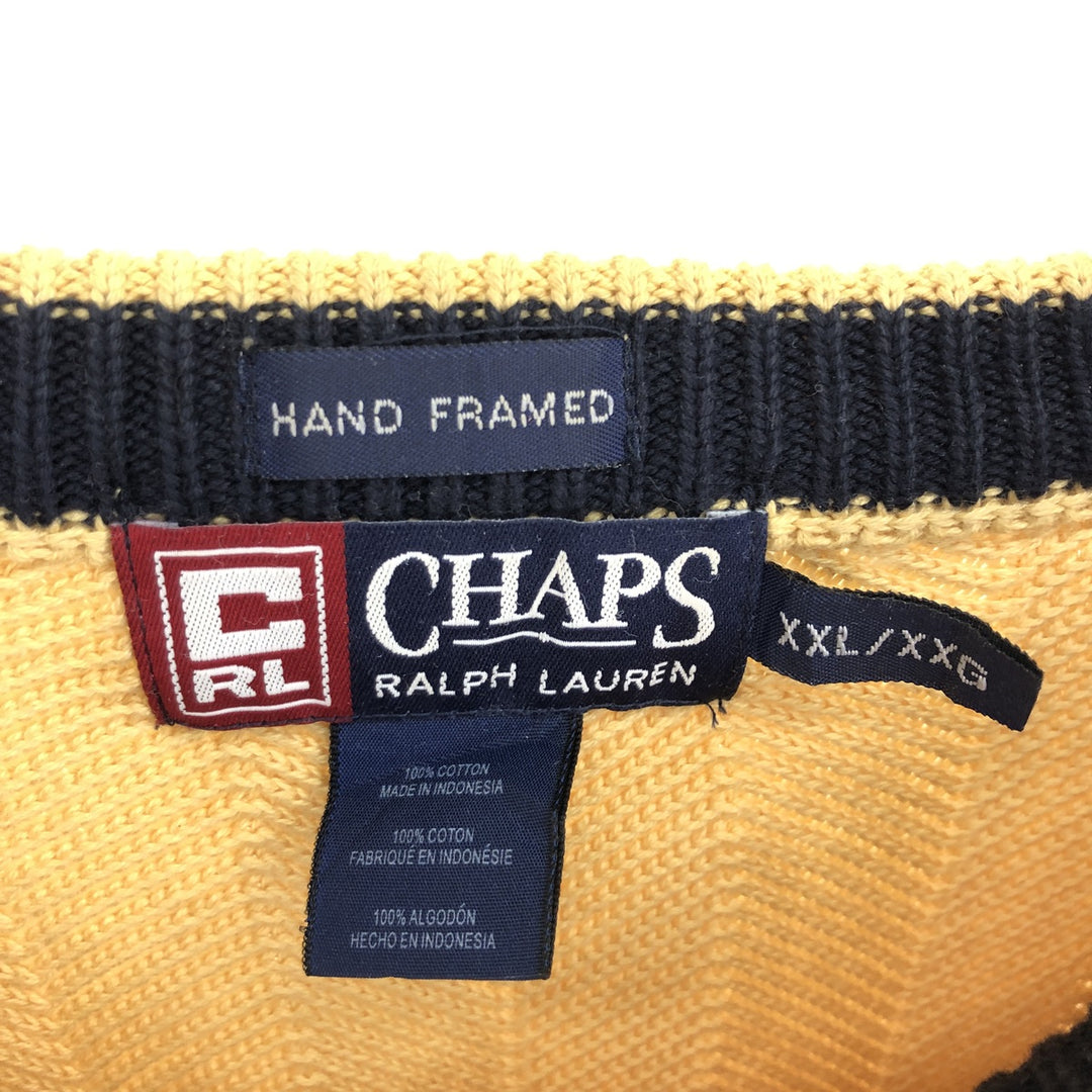 90'S Ralph Lauren CHAPS Herringbone Cotton Knit Sweater Men's XXL Vintage /eaa467900