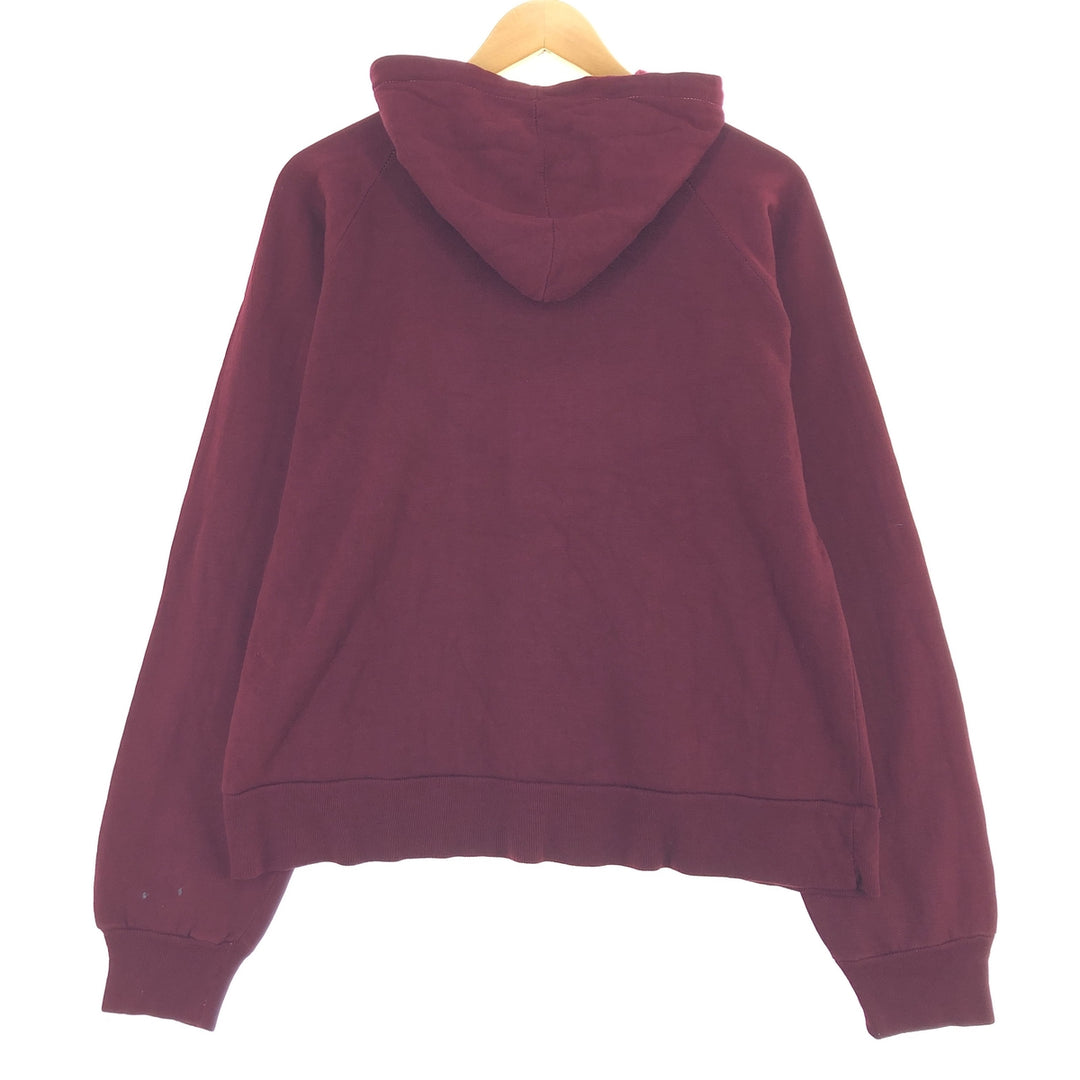 70s-era UNKNOWN plain full-zip sweatshirt hoodie, men's size M equivalent, vintage. unclear wine-red Vintage Second Hand