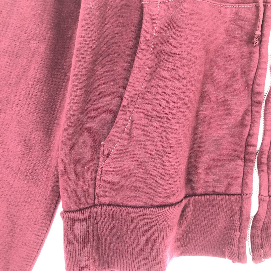 70s-era UNKNOWN plain full-zip sweatshirt hoodie, men's size M equivalent, vintage. unclear wine-red Vintage Second Hand