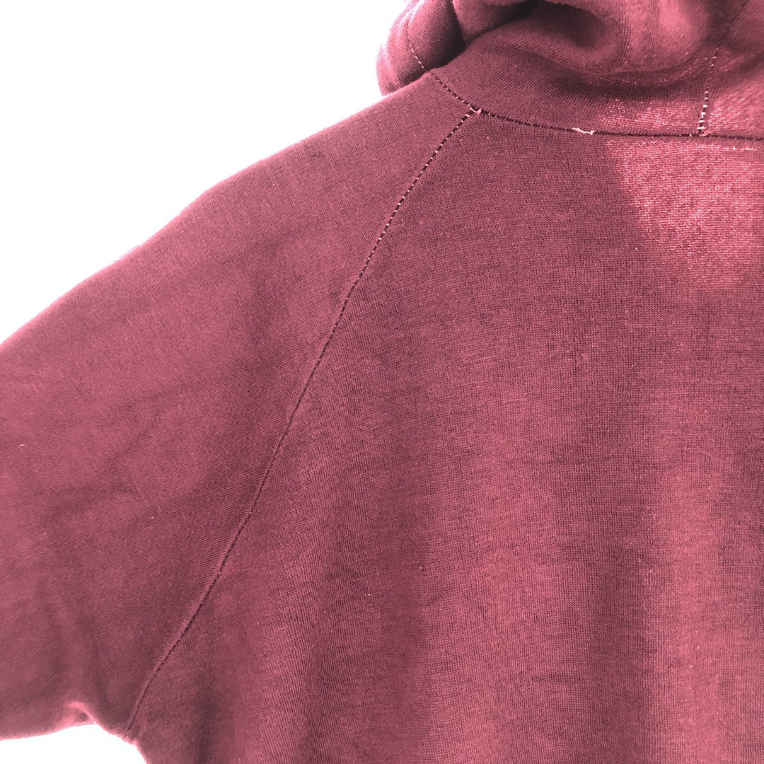70s-era UNKNOWN plain full-zip sweatshirt hoodie, men's size M equivalent, vintage. unclear wine-red Vintage Second Hand