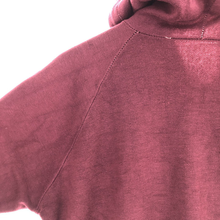 70s-era UNKNOWN plain full-zip sweatshirt hoodie, men's size M equivalent, vintage. unclear wine-red Vintage Second Hand