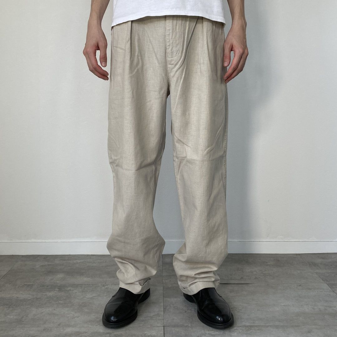 90'S NAUTICA Two-pleat linen x cotton pants slacks for men, size W34, vintage / eaa467988