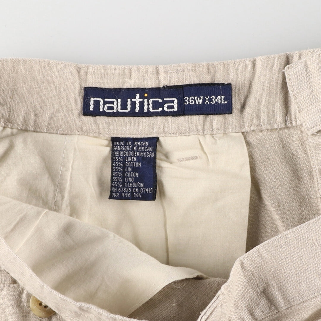 90'S NAUTICA Two-pleat linen x cotton pants slacks for men, size W34, vintage / eaa467988