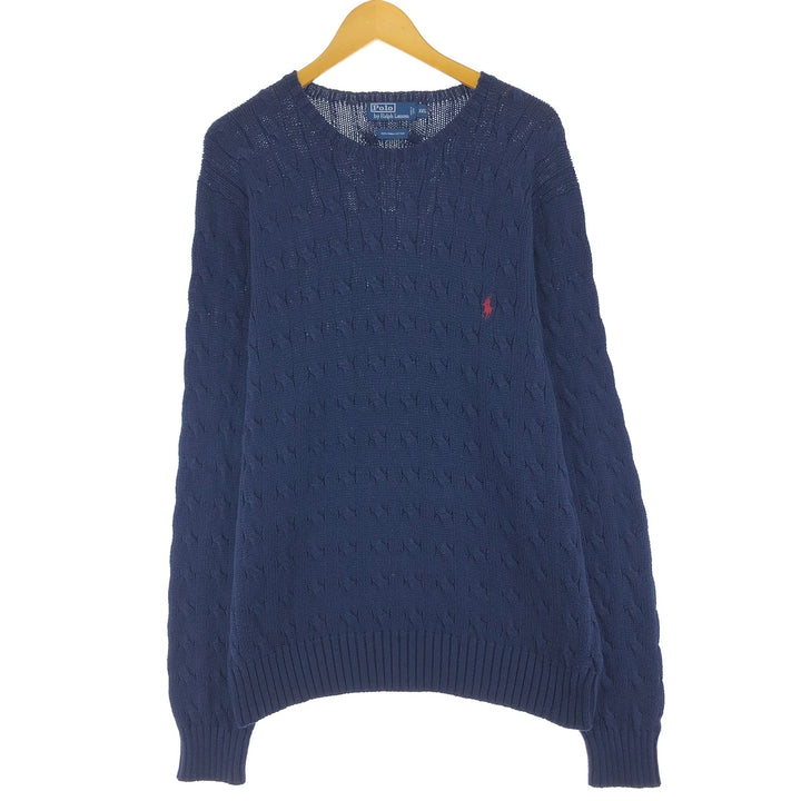 90'S Ralph Lauren POLO RALPH LAUREN Cable knit Pima cotton knit sweater Men's XXL / eaa468023