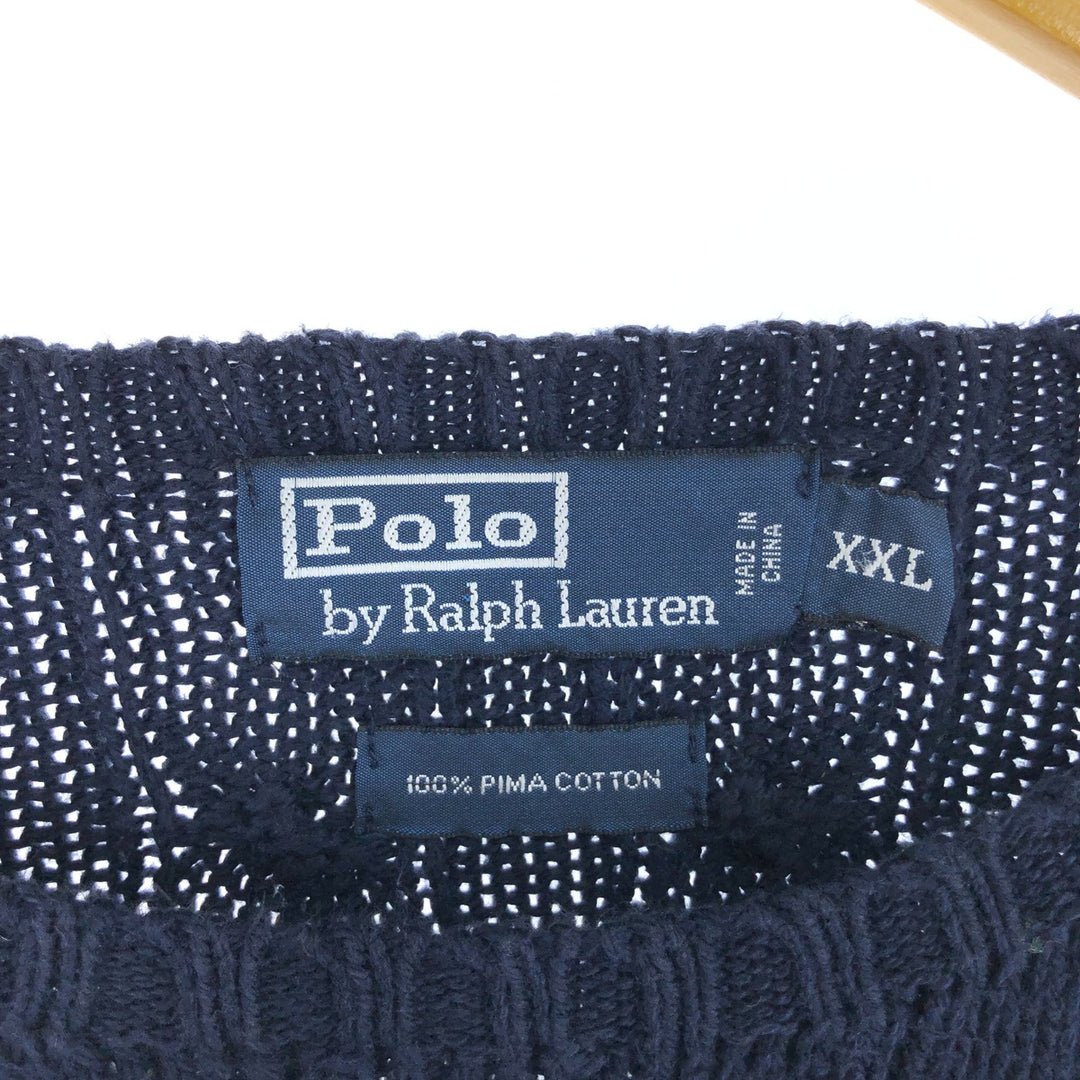 90'S Ralph Lauren POLO RALPH LAUREN Cable knit Pima cotton knit sweater Men's XXL / eaa468023