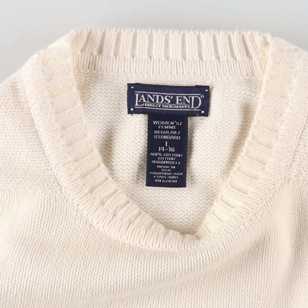 90'S LANDS' END Cotton Knit Sweater Made in USA Women's Size L Vintage /eaa468079