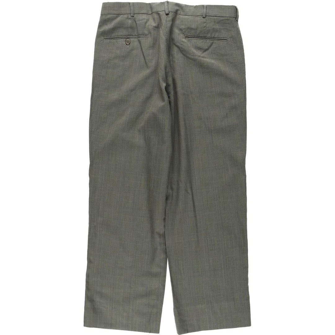 Check Pattern Two-Pleat Slacks Pants Men's W33 (approx.) unclear Khaki type Vintage Second Hand