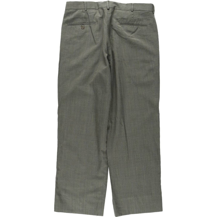 Check Pattern Two-Pleat Slacks Pants Men's W33 (approx.) unclear Khaki type Vintage Second Hand