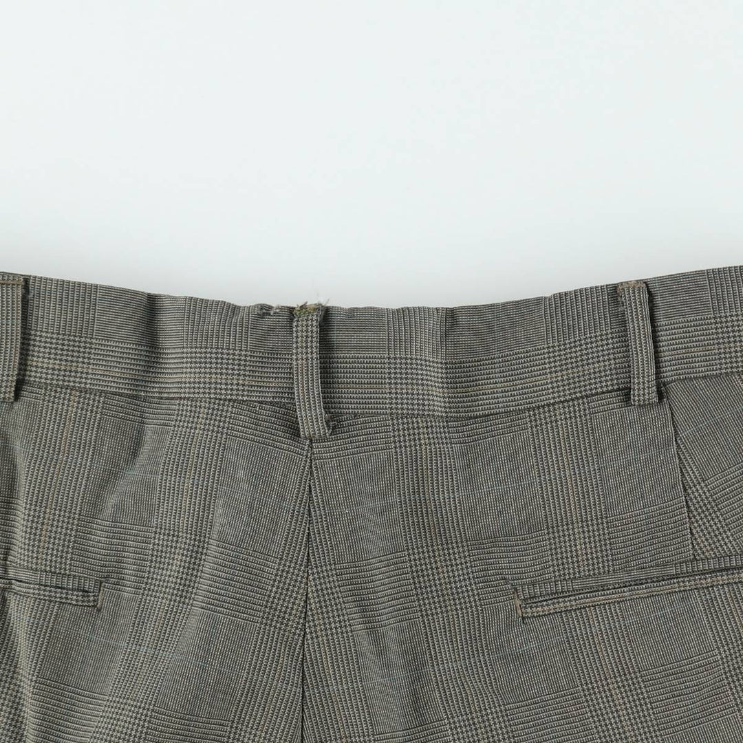 Check Pattern Two-Pleat Slacks Pants Men's W33 (approx.) unclear Khaki type Vintage Second Hand