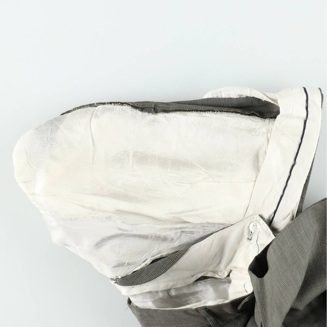 Check Pattern Two-Pleat Slacks Pants Men's W33 (approx.) unclear Khaki type Vintage Second Hand